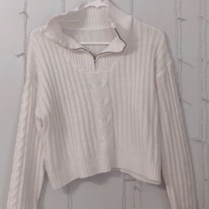 huge cable crop top sweater